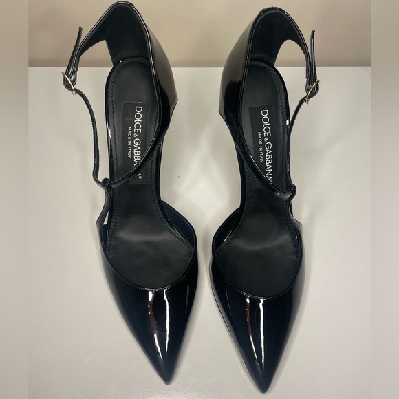DOLCE & GABBANA Pointed Patent Leather Ankle-Strap Pump size 38.5/US 8.5 - Picture 2 of 12